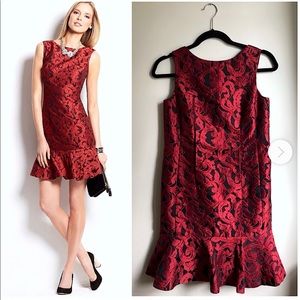 Ann Taylor Red and Black Shift Dress